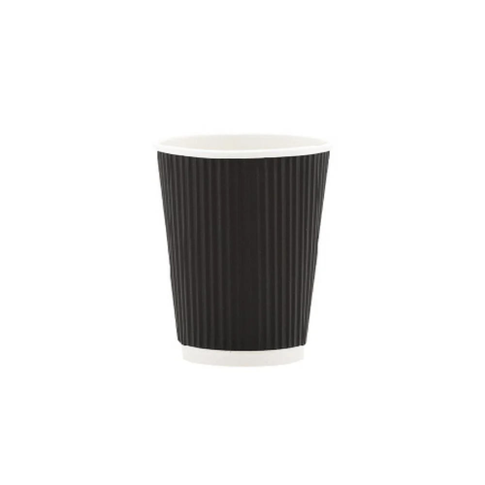 black Two-ply corrugated paper cups- 12 oz - (250 cups)