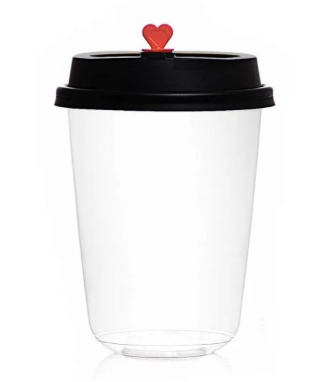 Plastic Transparent Cup U-Shape with Black Lid - 12 oz ( 50 pcs)