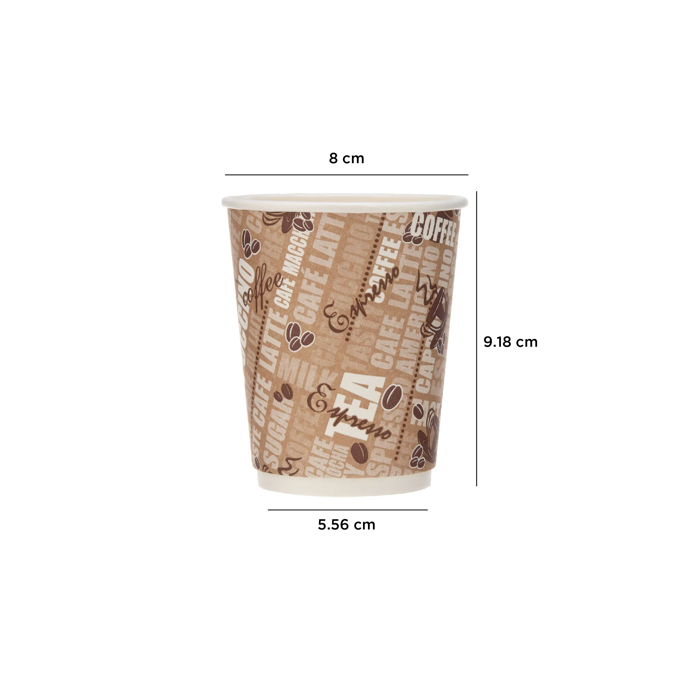 Printed Double Wall Paper Cups - 8 Oz- 5000 Pieces