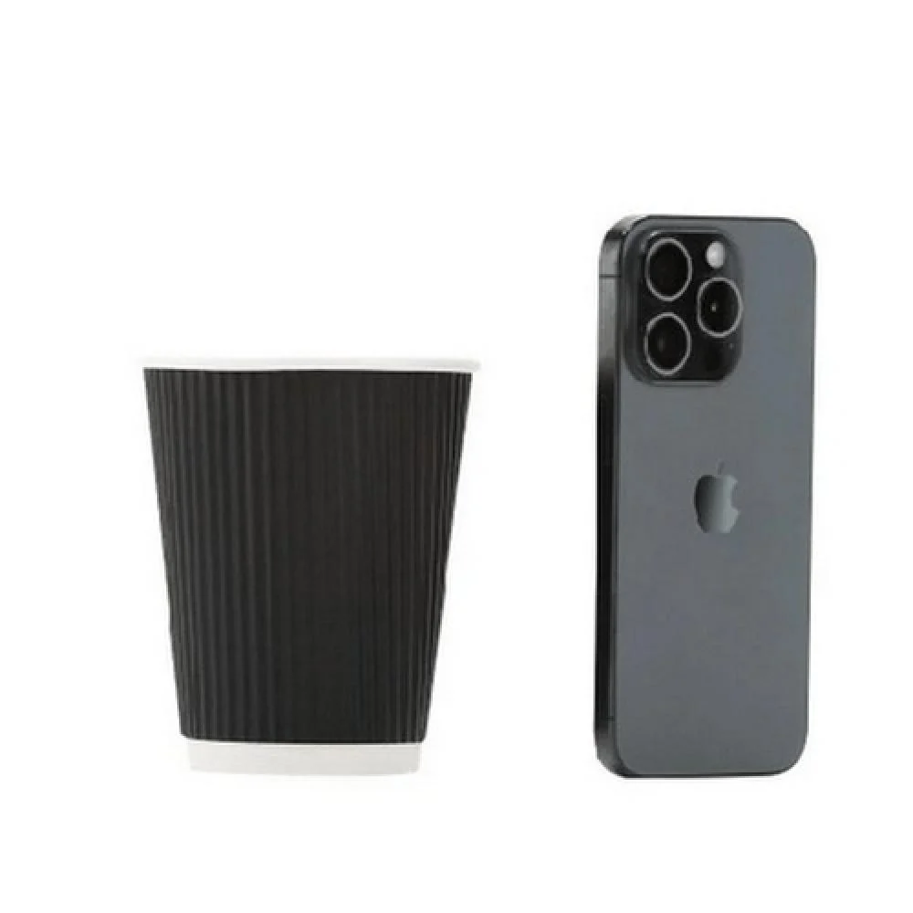 black Two-ply corrugated paper cups- 12 oz - (250 cups)
